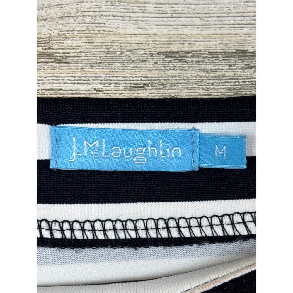 J.McLaughlin Womens M Black Stripe Gold Chain Pullover 3/4 Sleeve Casual Top NEW - Picture 4 of 6